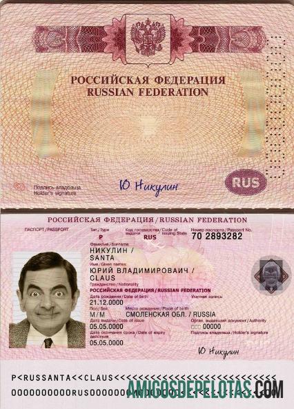 Passaporte de viagem na Rússia amostra